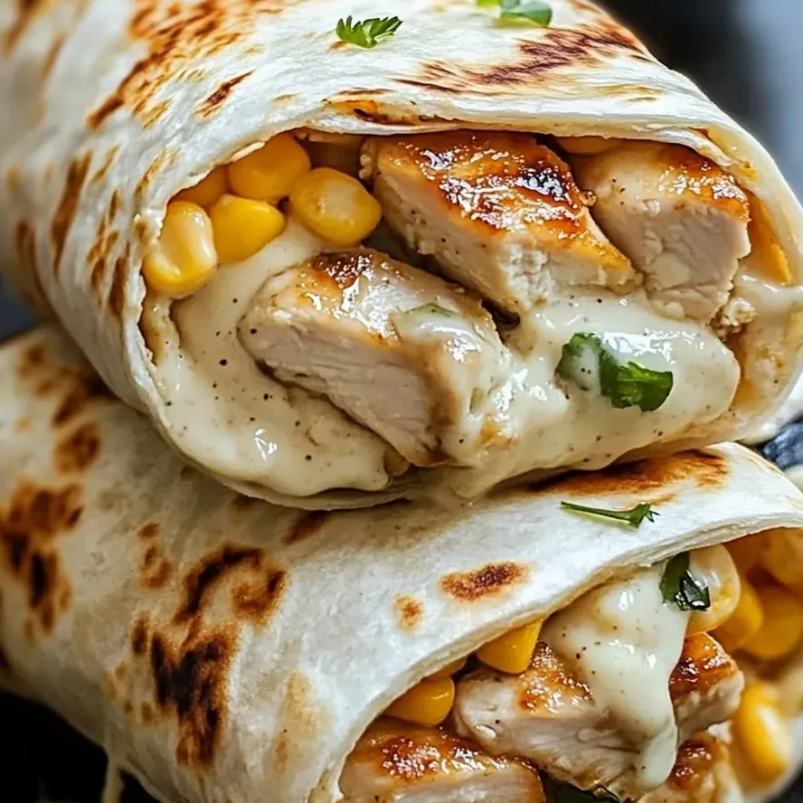 Burrito z Grillowanym zawiera wiele składników, w tym chicken, corn i cheese.