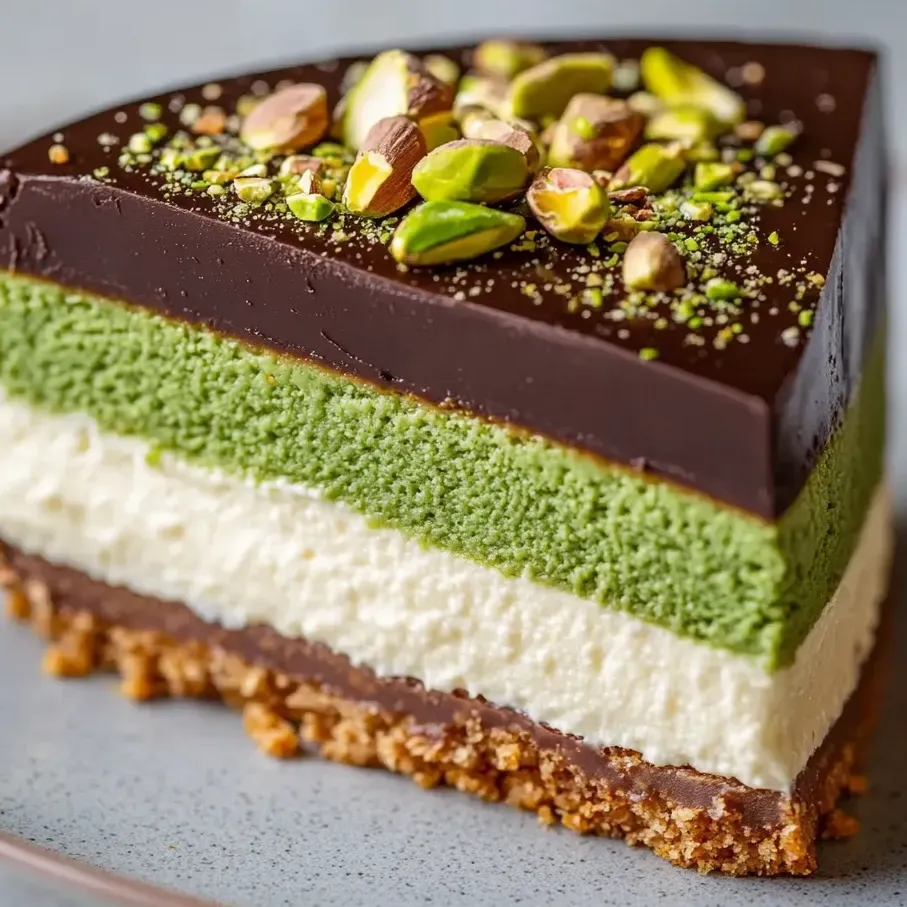 Sernik Dubajski z Pistacjową Masą i Czekoladą.