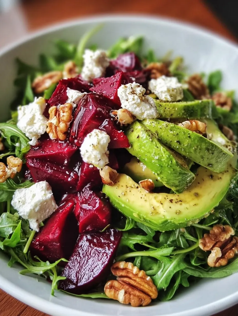 Pyszne Salat z mięsem, orzechami i avocado.