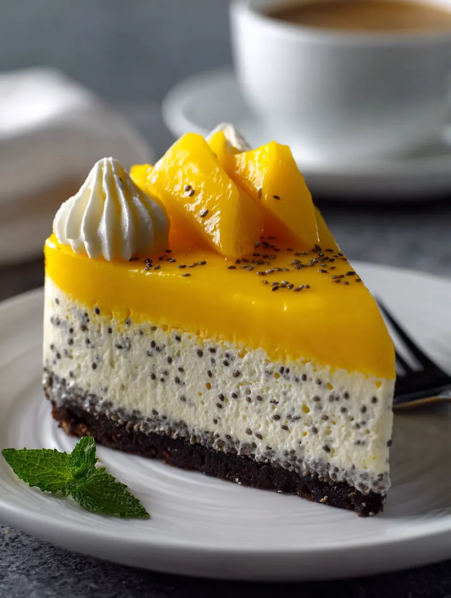 Sernik na zimno z chia i mango pyszne.