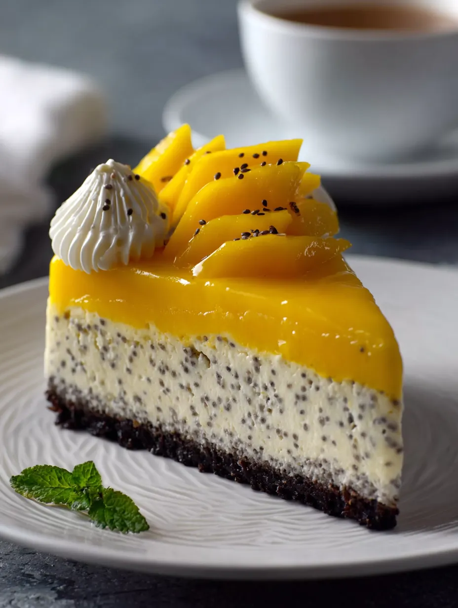 Sernik na zimno z chia i mango przepis.