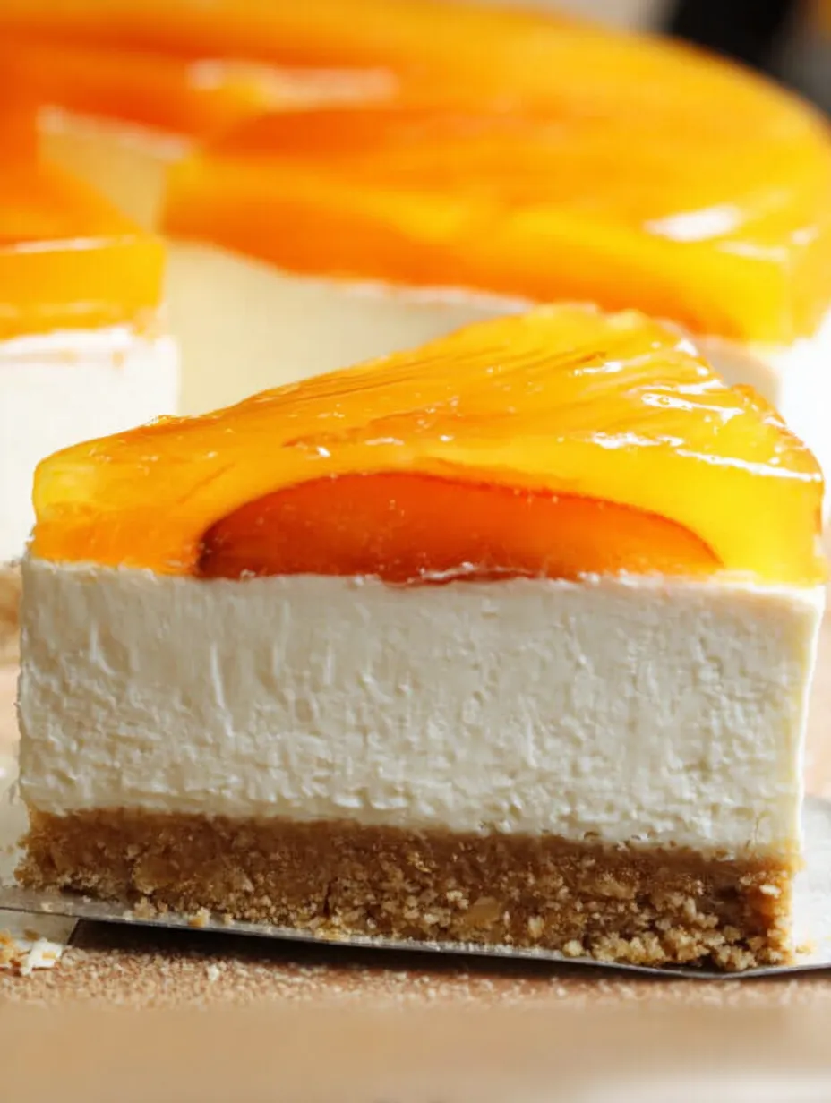 Pyszne Sernik na zimno z białą czekoladą i brzoskwiniami.