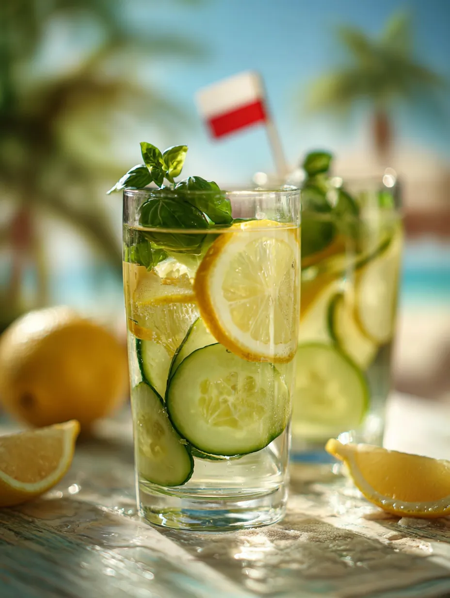 łatwa lemoniada z ogórków, cytryny i bazylii.