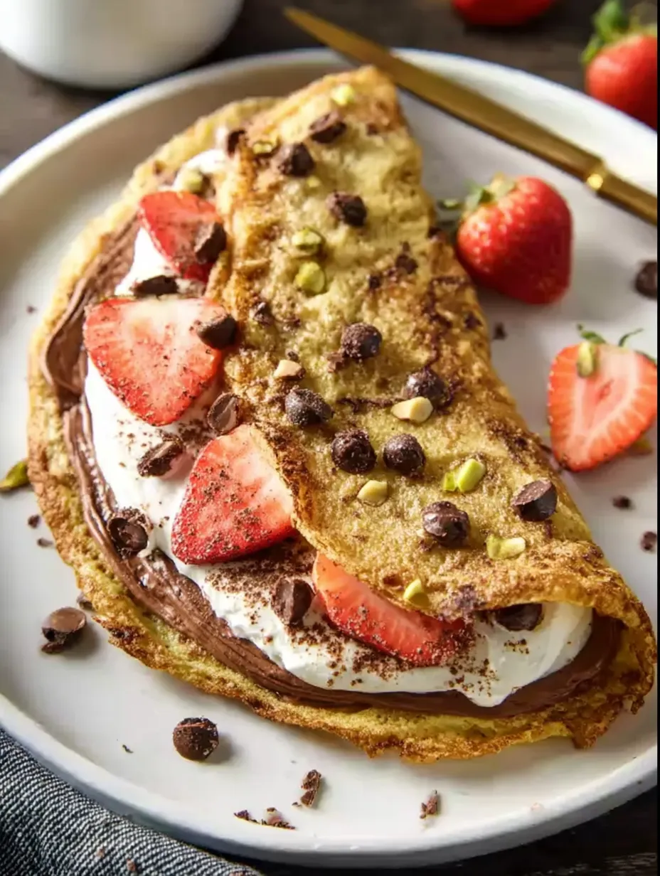 Przepis na omlet z budyniem czekoladowym.