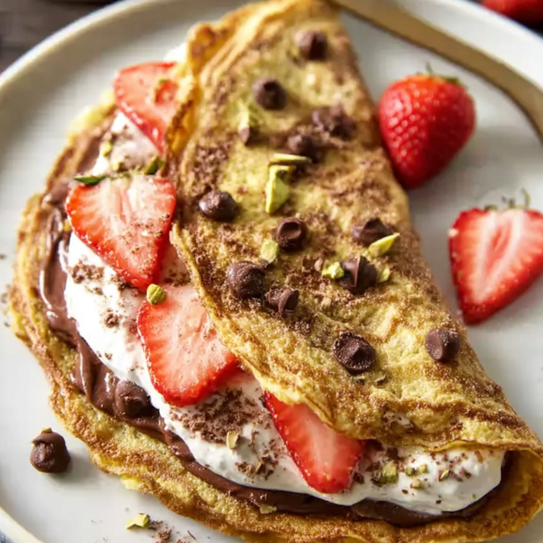 Omlet budyniowy z czekoladą.