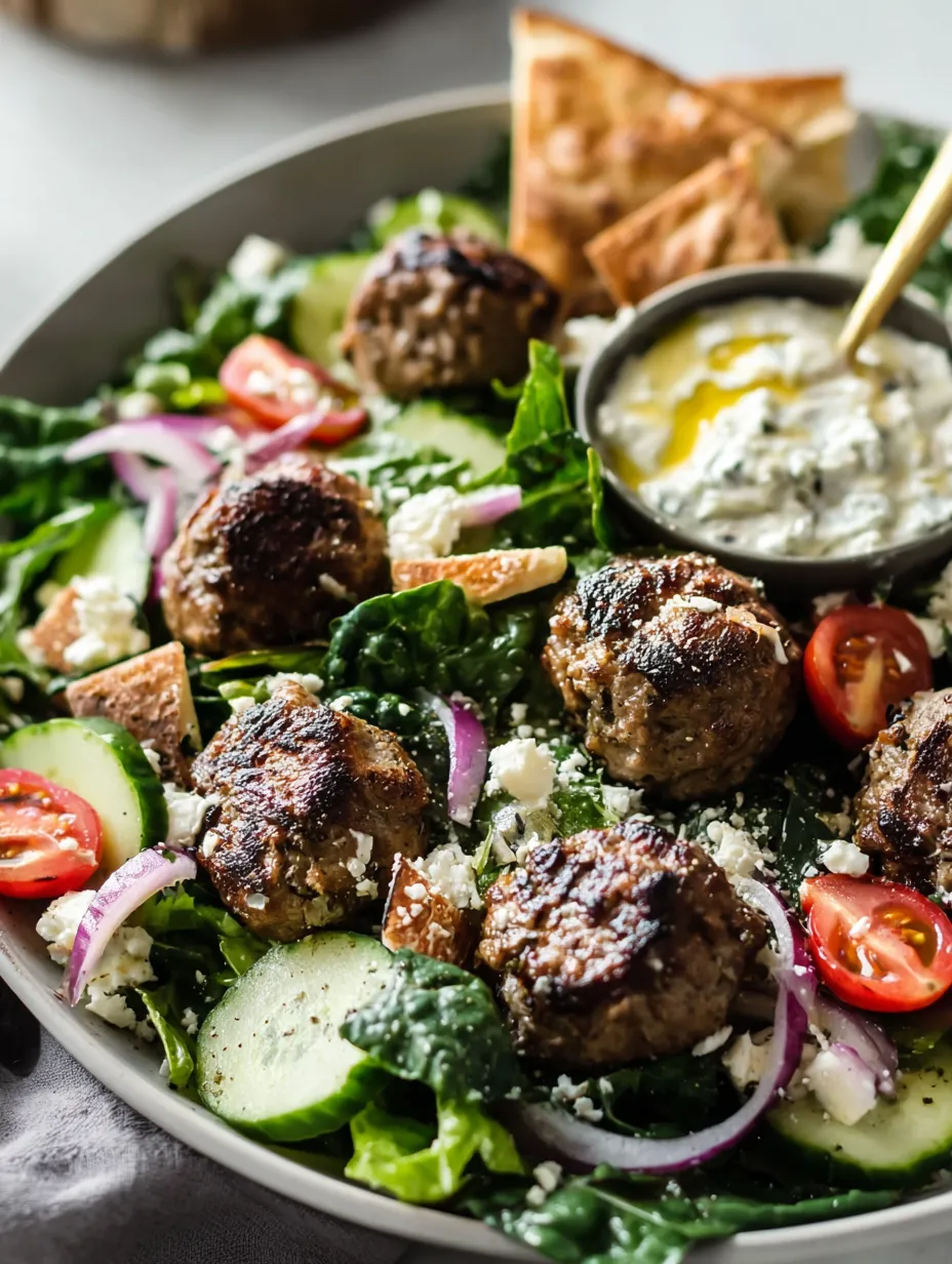 Przepis na Sałatkę Gyros z Pulpetami w Sosie Tahini-Cytryna.