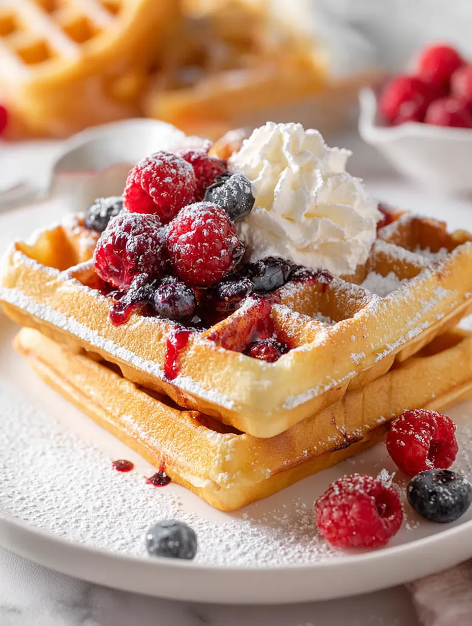 Wafel z serem i raspberry na podstawie.