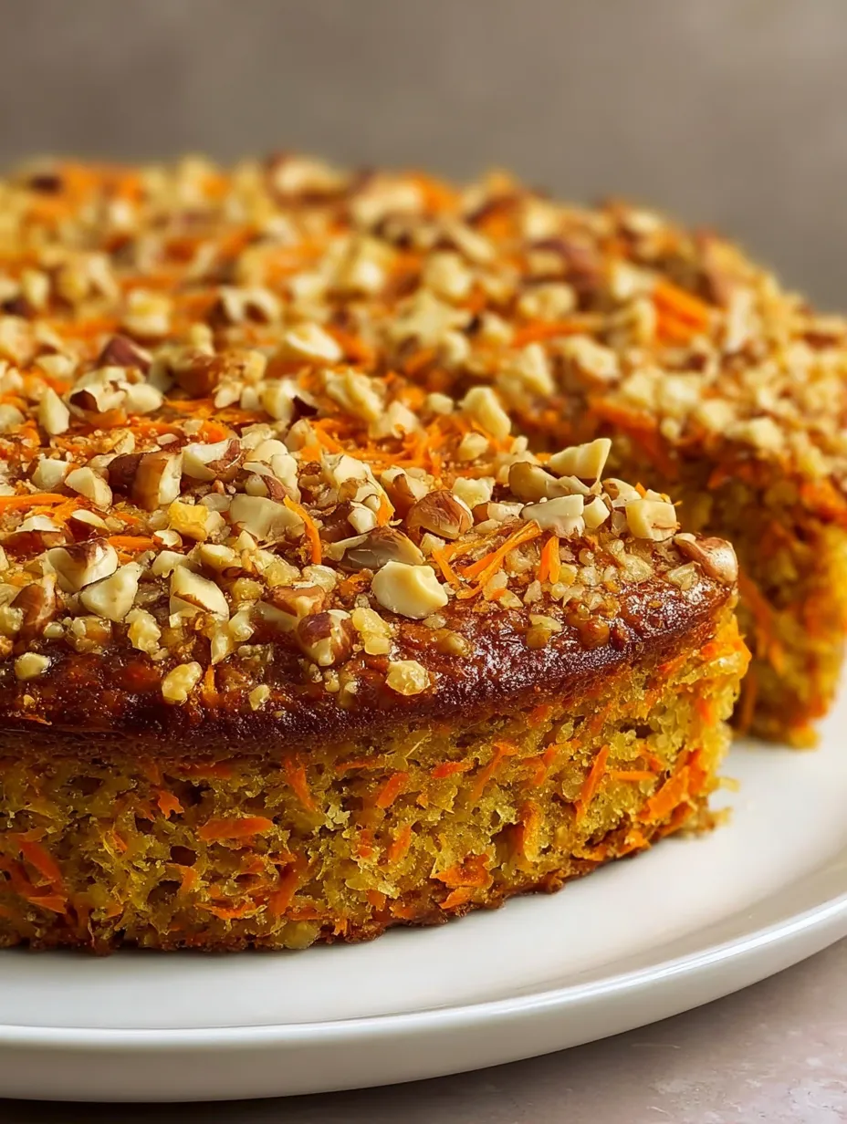 Ciasto marchewkowo-jabłkowe na owsianym podstawie, z dodatkiem orzechów i marchewki.