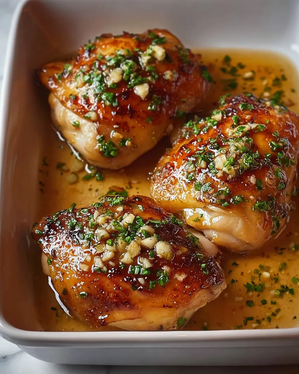 Pieczone udka z kurczaka w maśle czosnkowym.