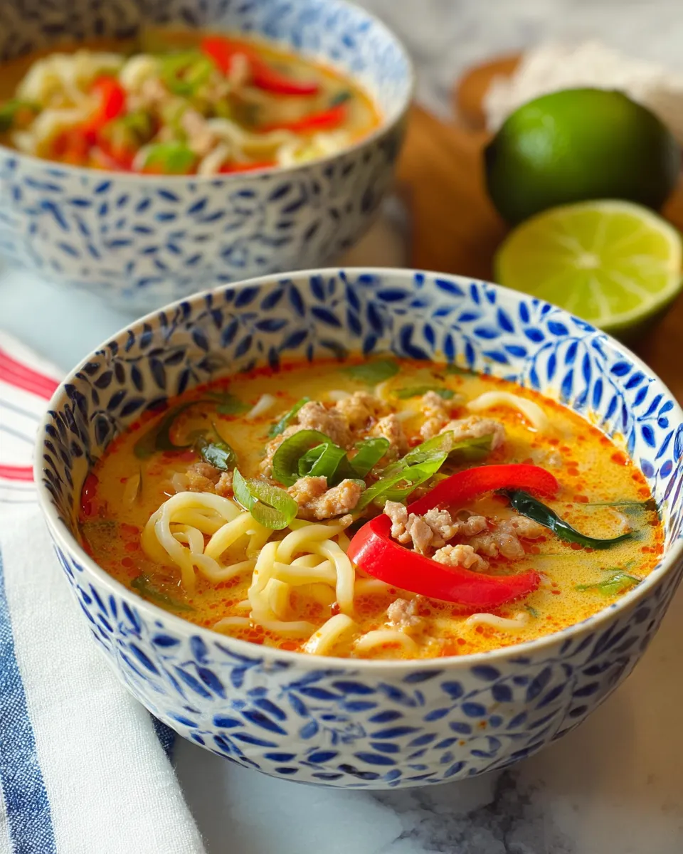 Zupa curry z mięsem mielonym.